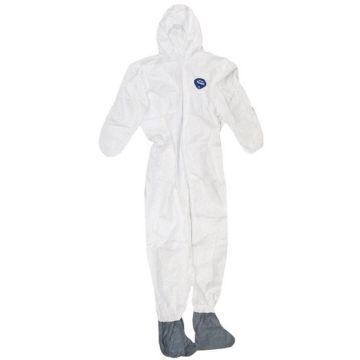 TYVEK COVERALLS W/HOOD &BOOTS, XLARGE