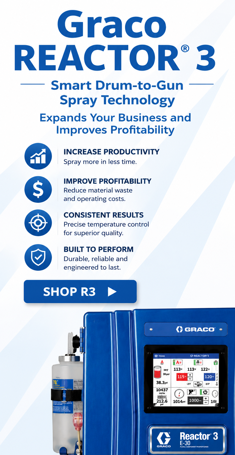 Graco Reactor 3 - Smart Drum-to-Gun Spray Technology Expands Your Business and Improves Profitability