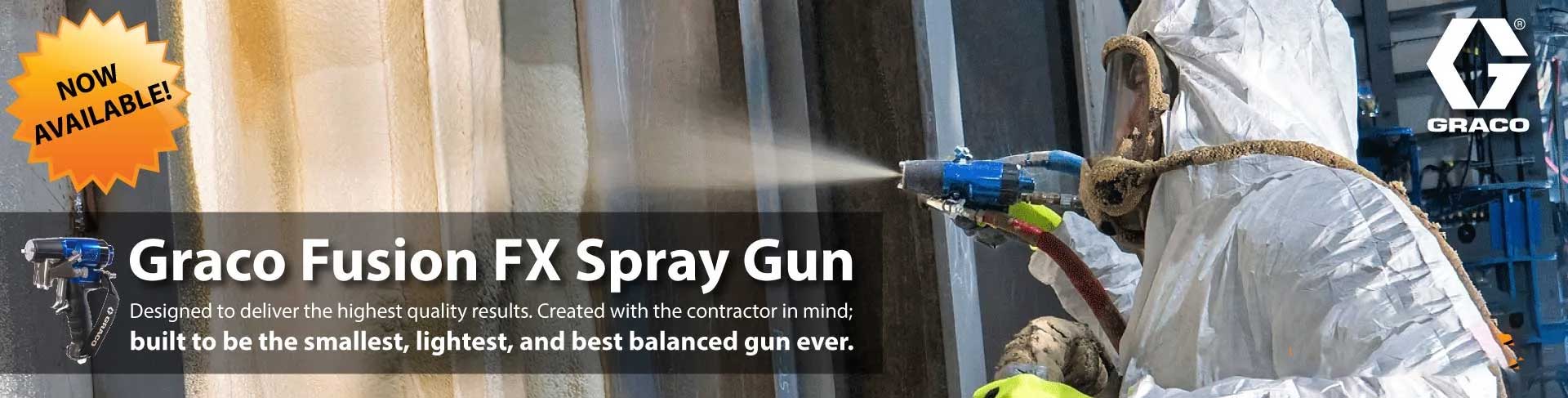 Graco Fusion FX Spray Gun. Designed to deliver the highest quality results. Created with the contractor in mind; built to be the smallest, lightest, and best balanced gun ever.