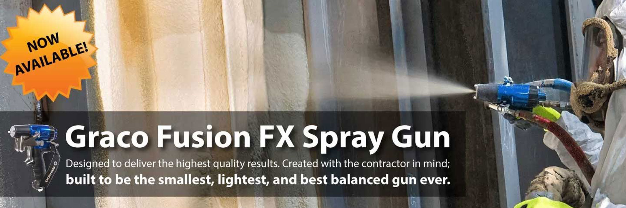 Graco Fusion FX Spray Gun. Designed to deliver the highest quality results. Created with the contractor in mind; built to be the smallest, lightest, and best balanced gun ever.